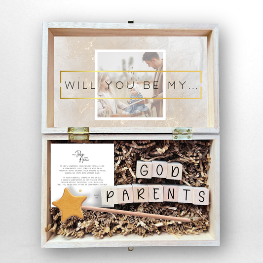Will you be my Godparents Godmother Godfather Proposal Engraved Gift Wooden Box for Baby Child Kid Adult Baptism Uncle Auntie Friend Ninos