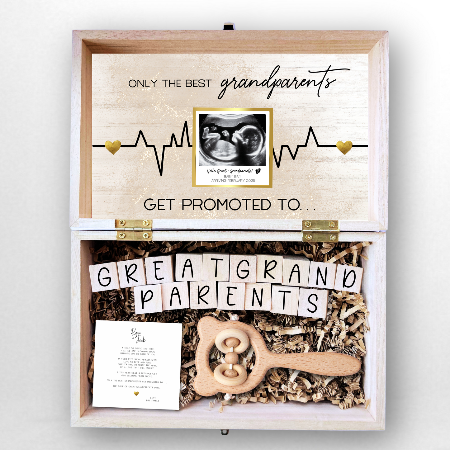 Luxurious Pregnancy Announcement Engraved Wood Gift Box
