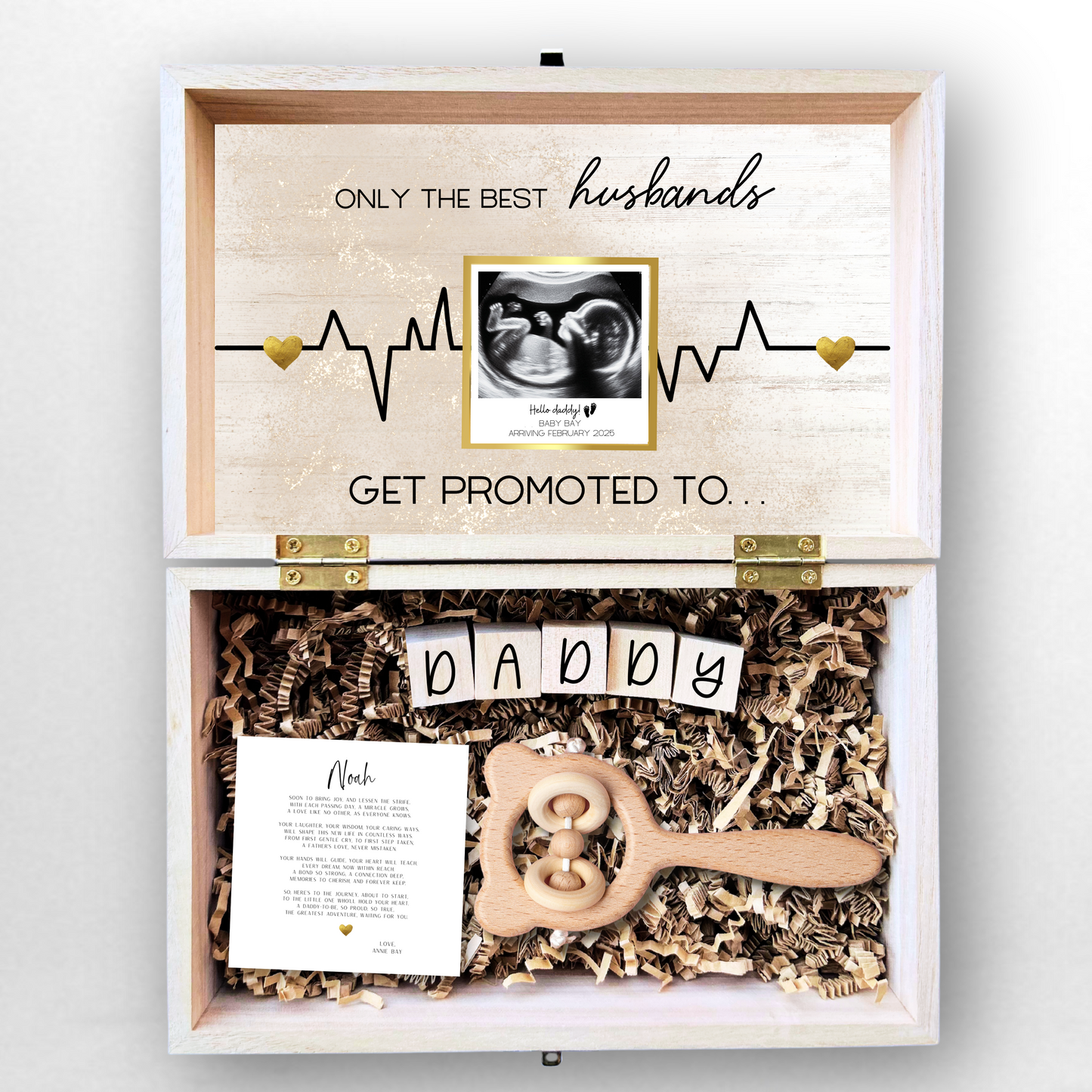 Luxurious Pregnancy Announcement Engraved Wood Gift Box
