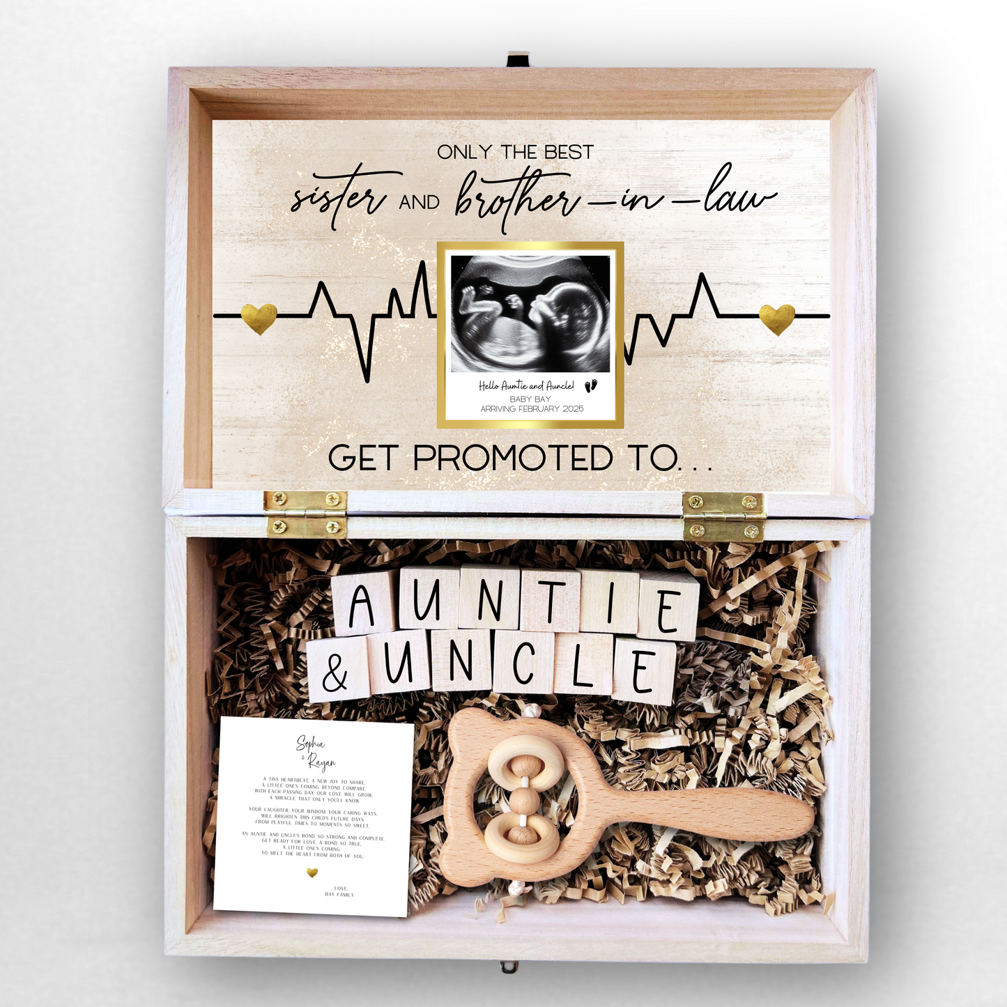 Luxurious Pregnancy Announcement Engraved Wood Gift Box