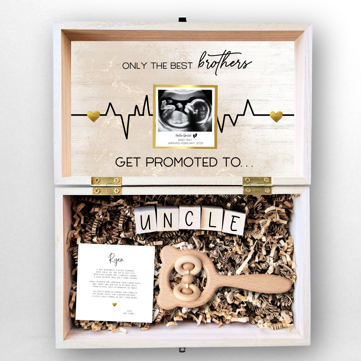 Luxurious Pregnancy Announcement Engraved Wood Gift Box