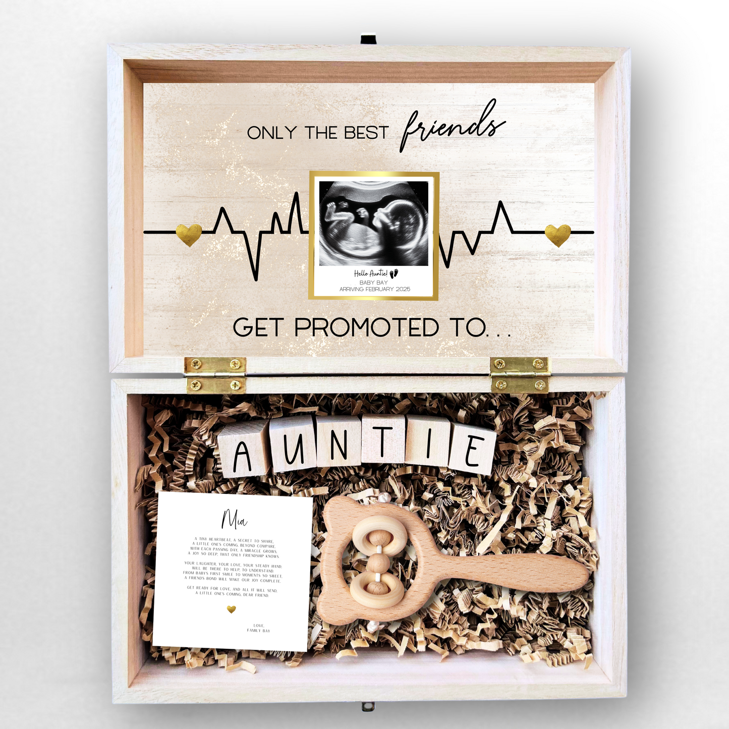 Luxurious Pregnancy Announcement Engraved Wood Gift Box