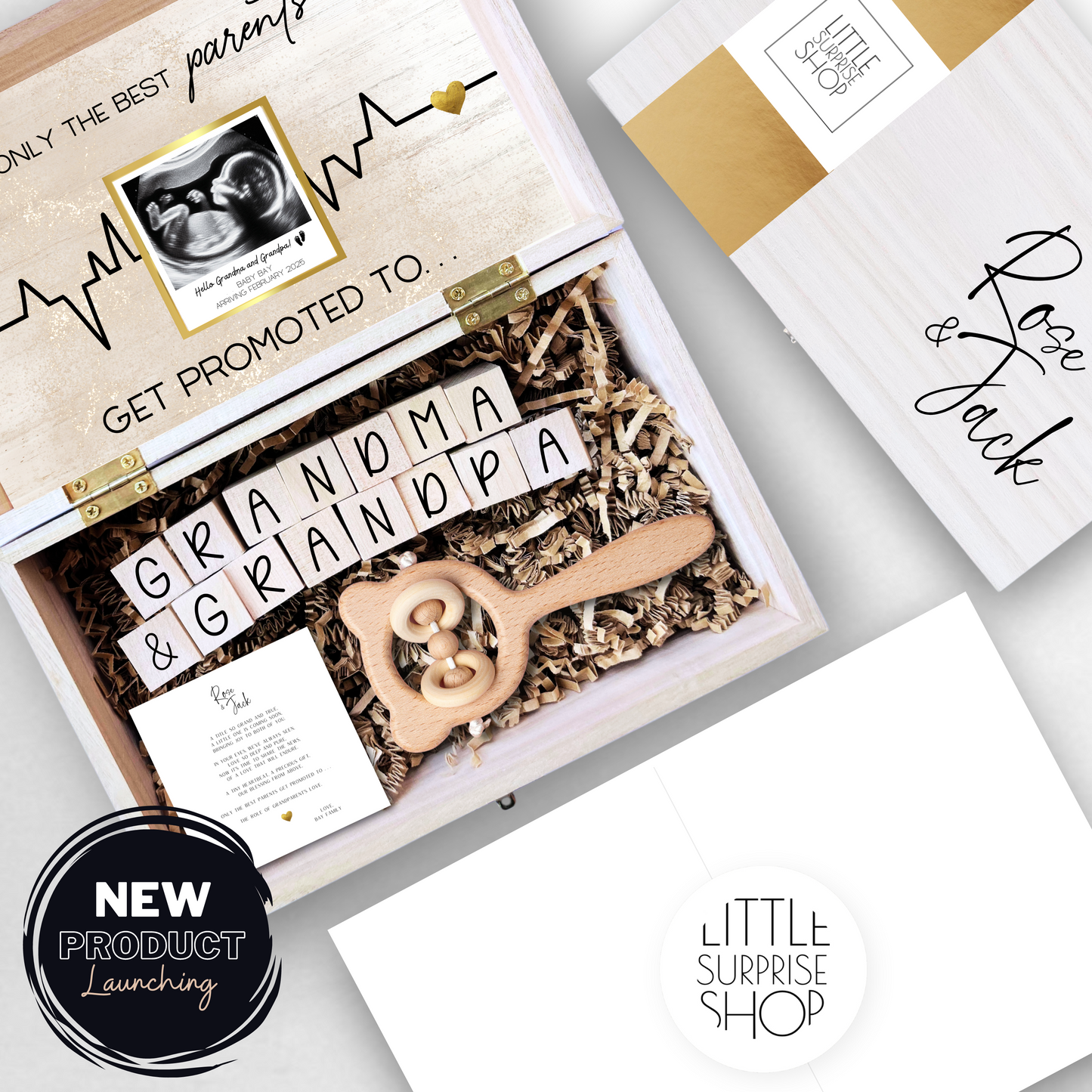 Luxurious Pregnancy Announcement Engraved Wood Gift Box