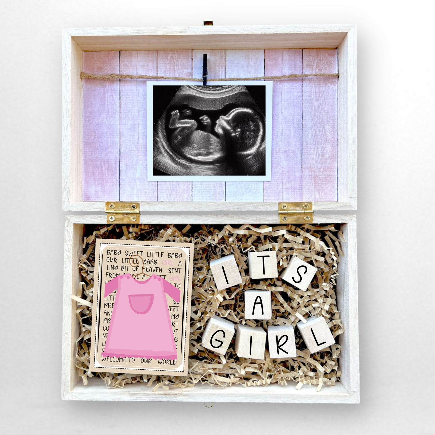 Baby Gender Reveal Gift Box Engraved Personalized Keepsake Baby Shower It's Boy or Girl Surprise Parents To Be Gift for Grandparents