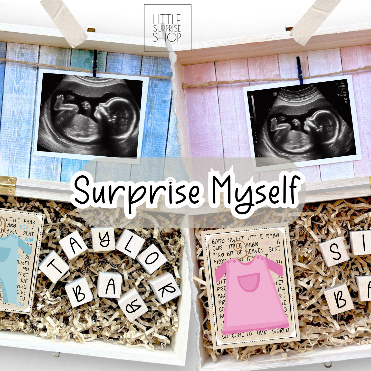 Baby Gender Reveal Gift Box Engraved Personalized Keepsake Baby Shower It's Boy or Girl Surprise Parents To Be Gift for Grandparents