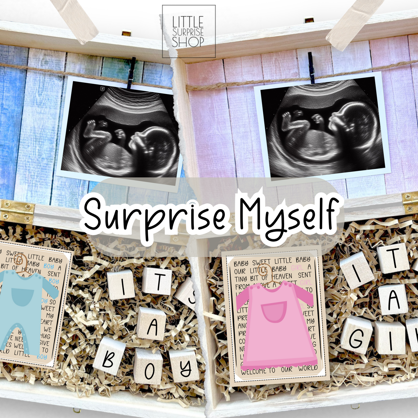 Baby Gender Reveal Gift Box Engraved Personalized Keepsake Baby Shower It's Boy or Girl Surprise Parents To Be Gift for Grandparents
