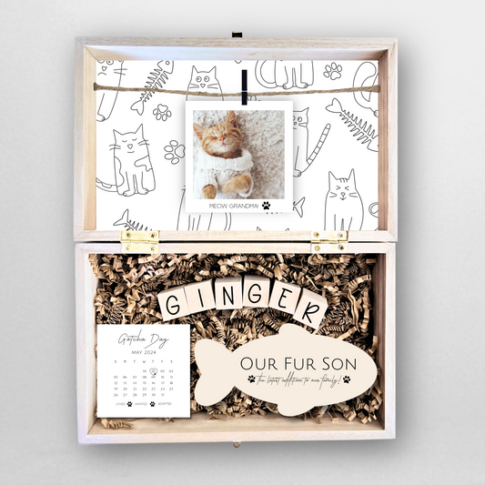 Welcoming Your New Fur Baby: Introducing the Pet Adoption Announcement Engraved Wood Gift Box