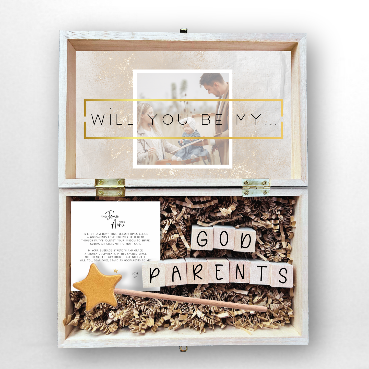 Baptism Proposal Engraved Wooden Gift Box