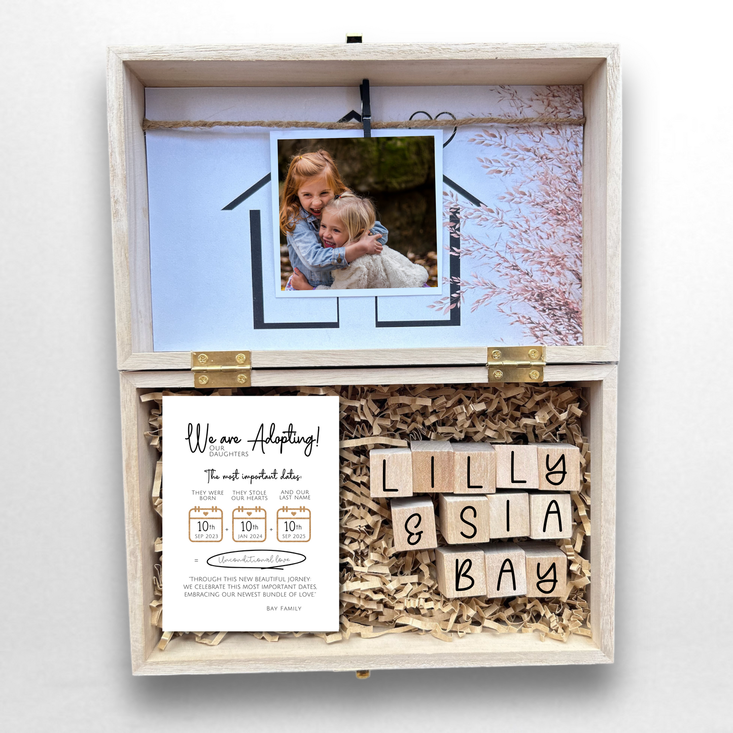 Adoption Announcement Engraved Wooden Gift Box