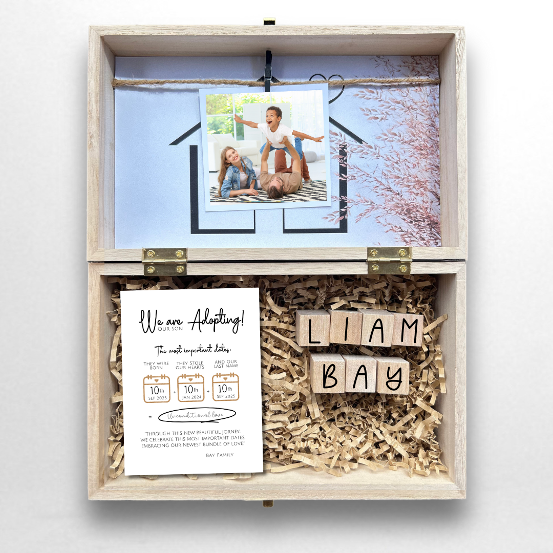 Adoption Announcement Engraved Wooden Gift Box