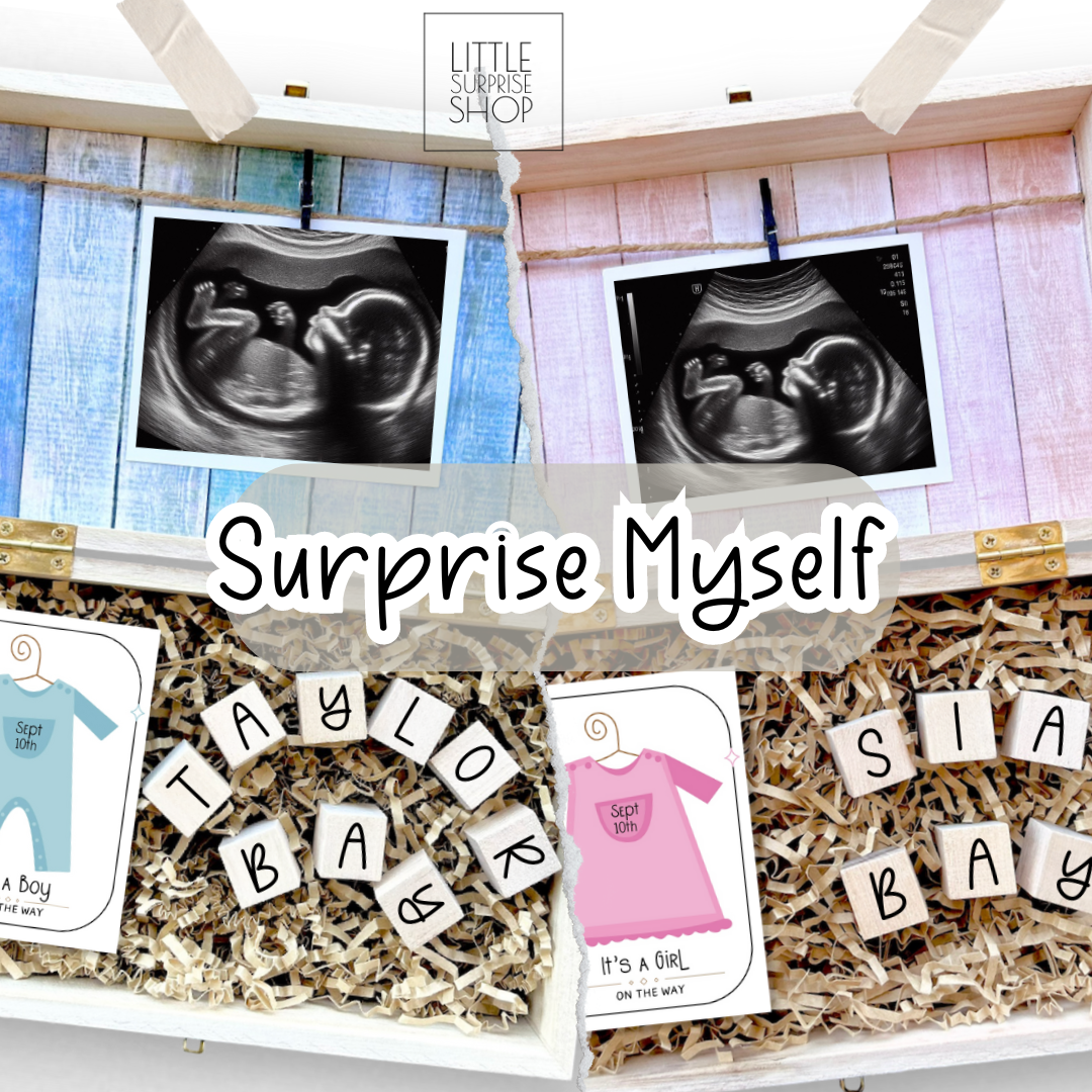 Baby Gender Reveal Gift Box Engraved Personalized Keepsake Baby Shower It's Boy or Girl Surprise Parents To Be Gift for Grandparents surprise myself