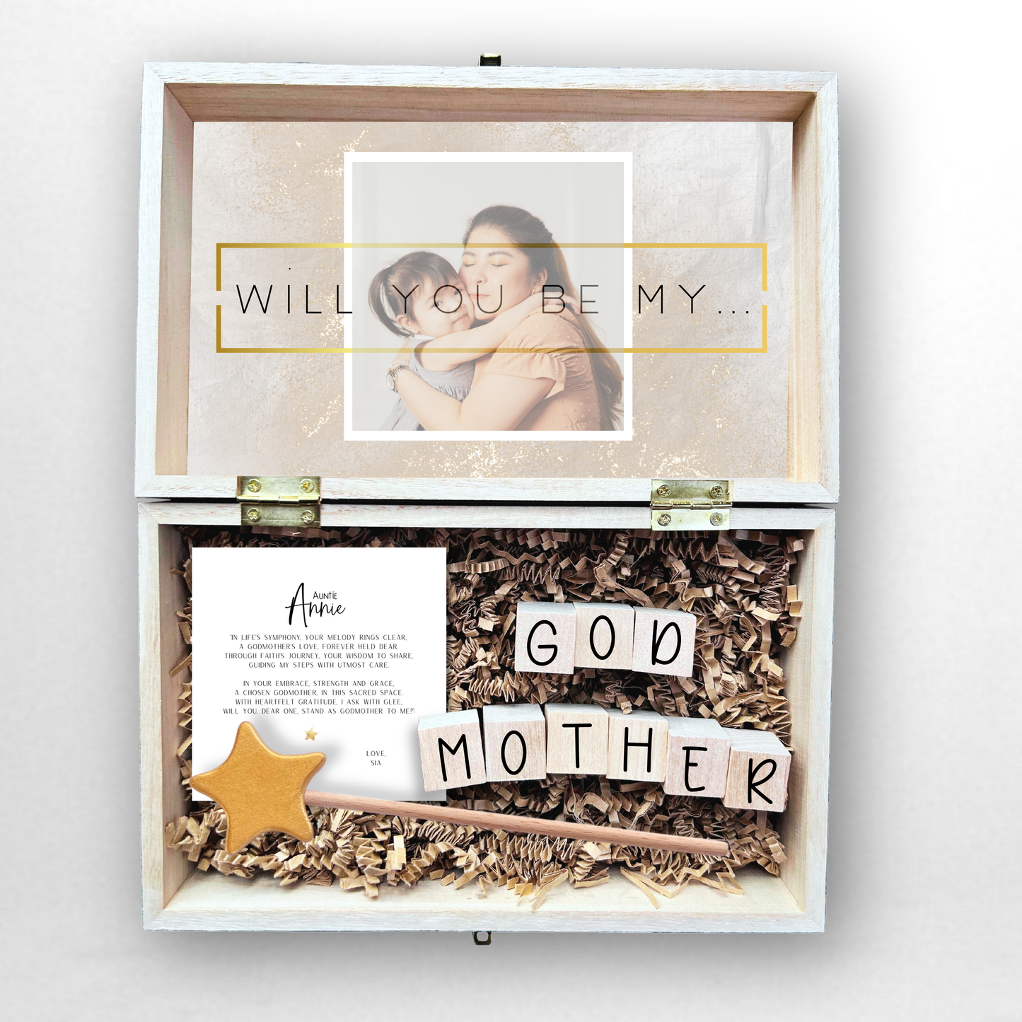 Baptism Proposal Engraved Wooden Gift Box