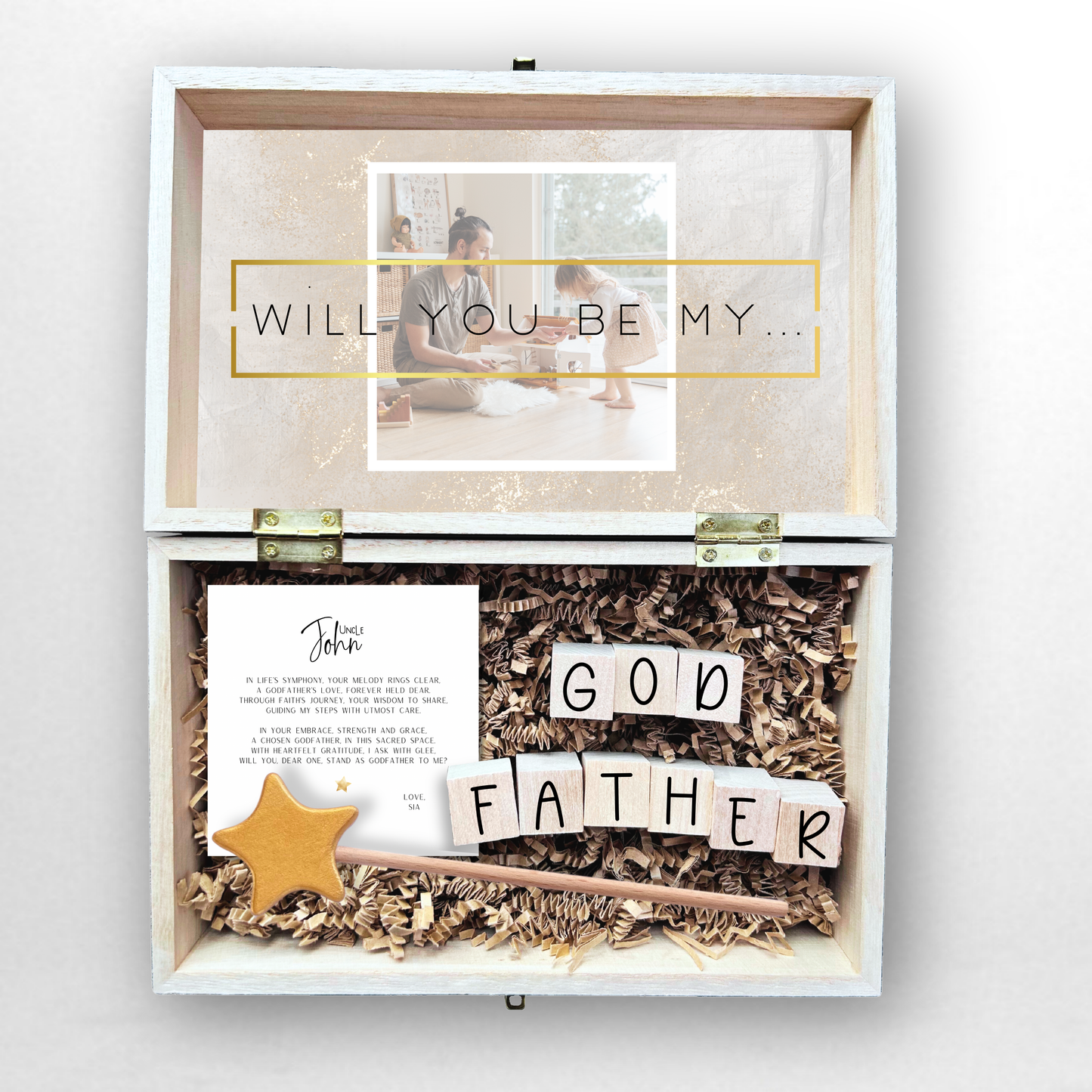 Baptism Proposal Engraved Wooden Gift Box