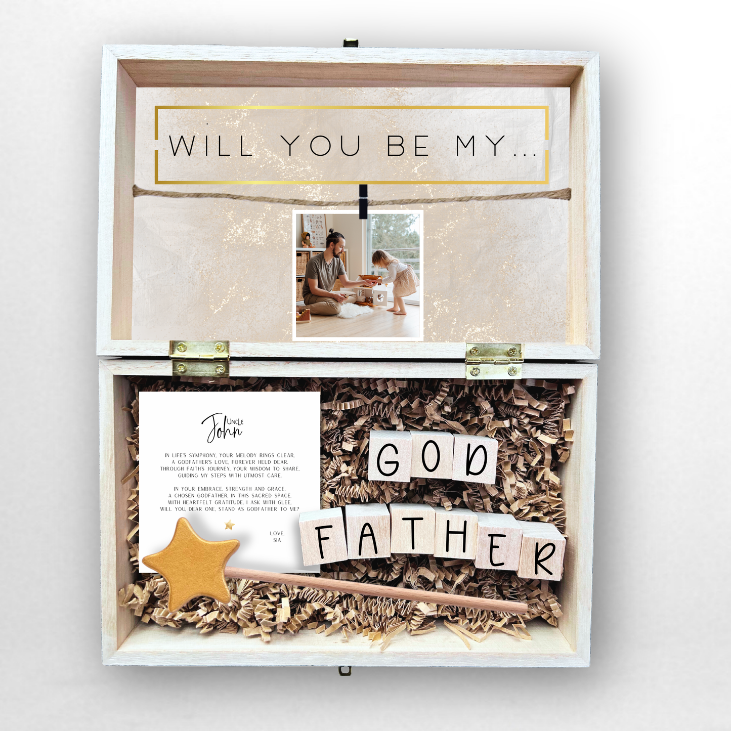 Baptism Proposal Engraved Wooden Gift Box