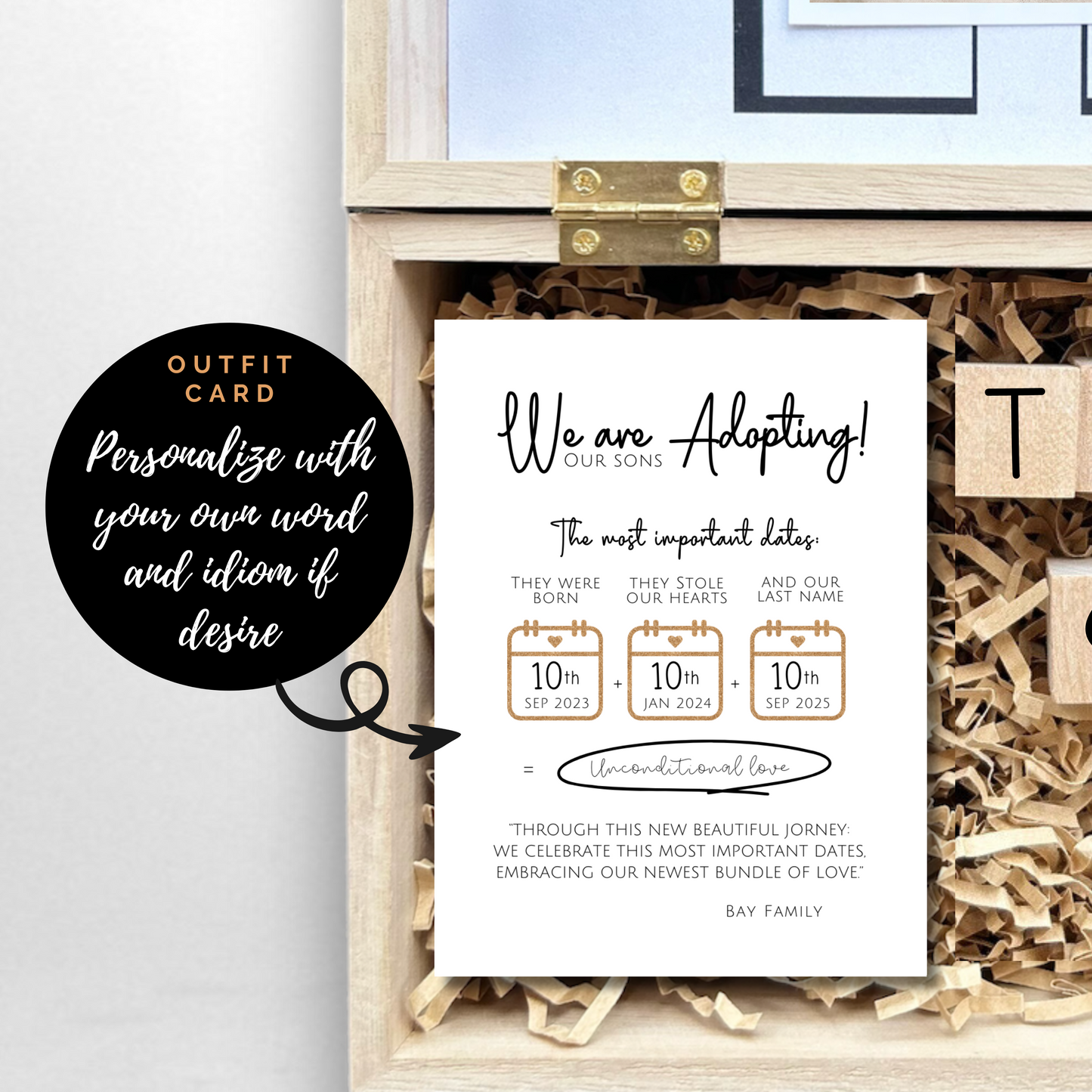 Adoption Announcement Engraved Wooden Gift Box