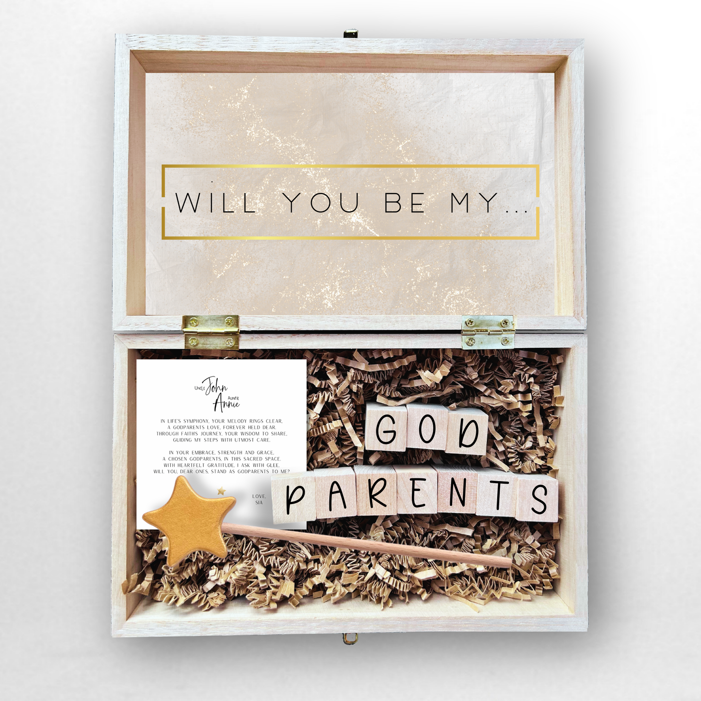 Baptism Proposal Engraved Wooden Gift Box