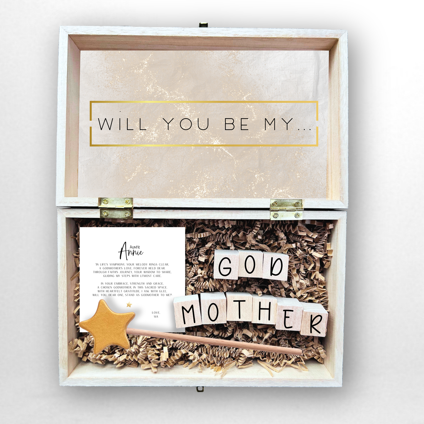 Baptism Proposal Engraved Wooden Gift Box