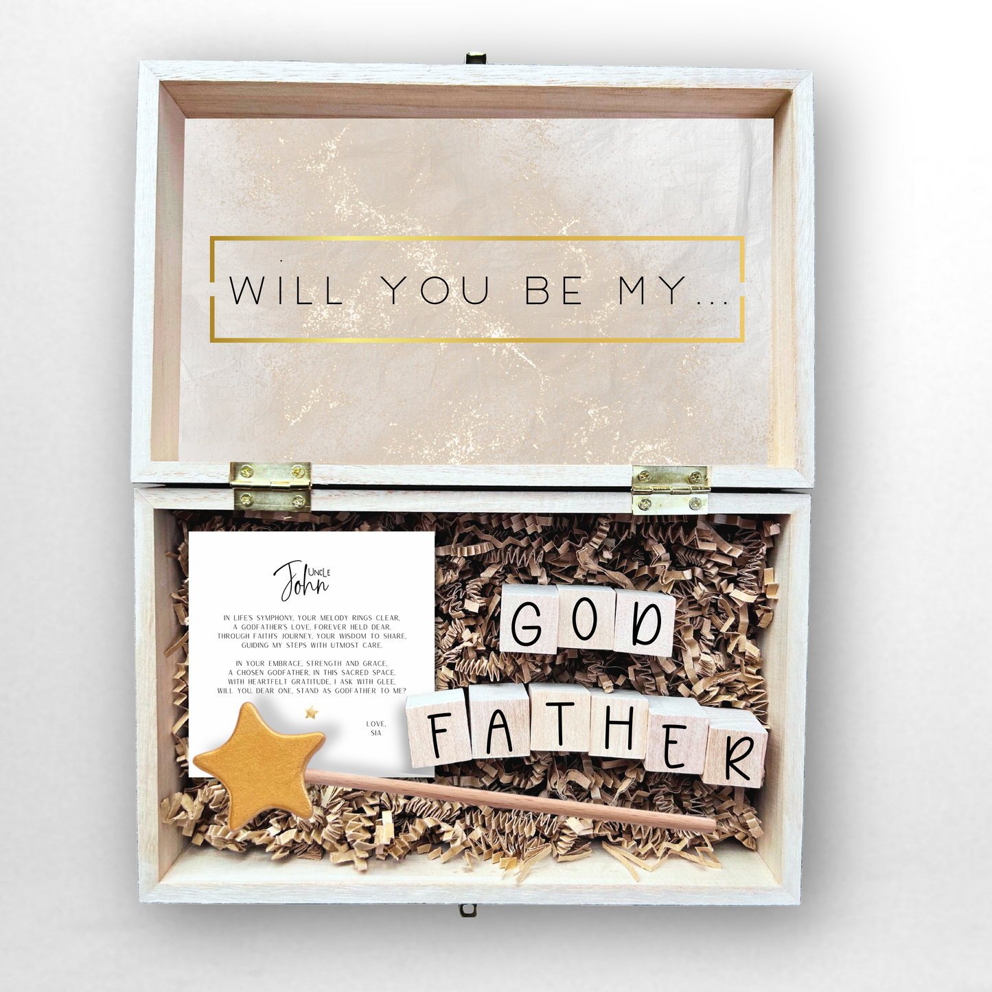 Baptism Proposal Engraved Wooden Gift Box