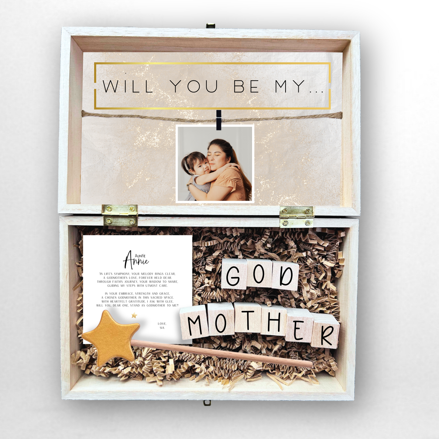 Baptism Proposal Engraved Wooden Gift Box