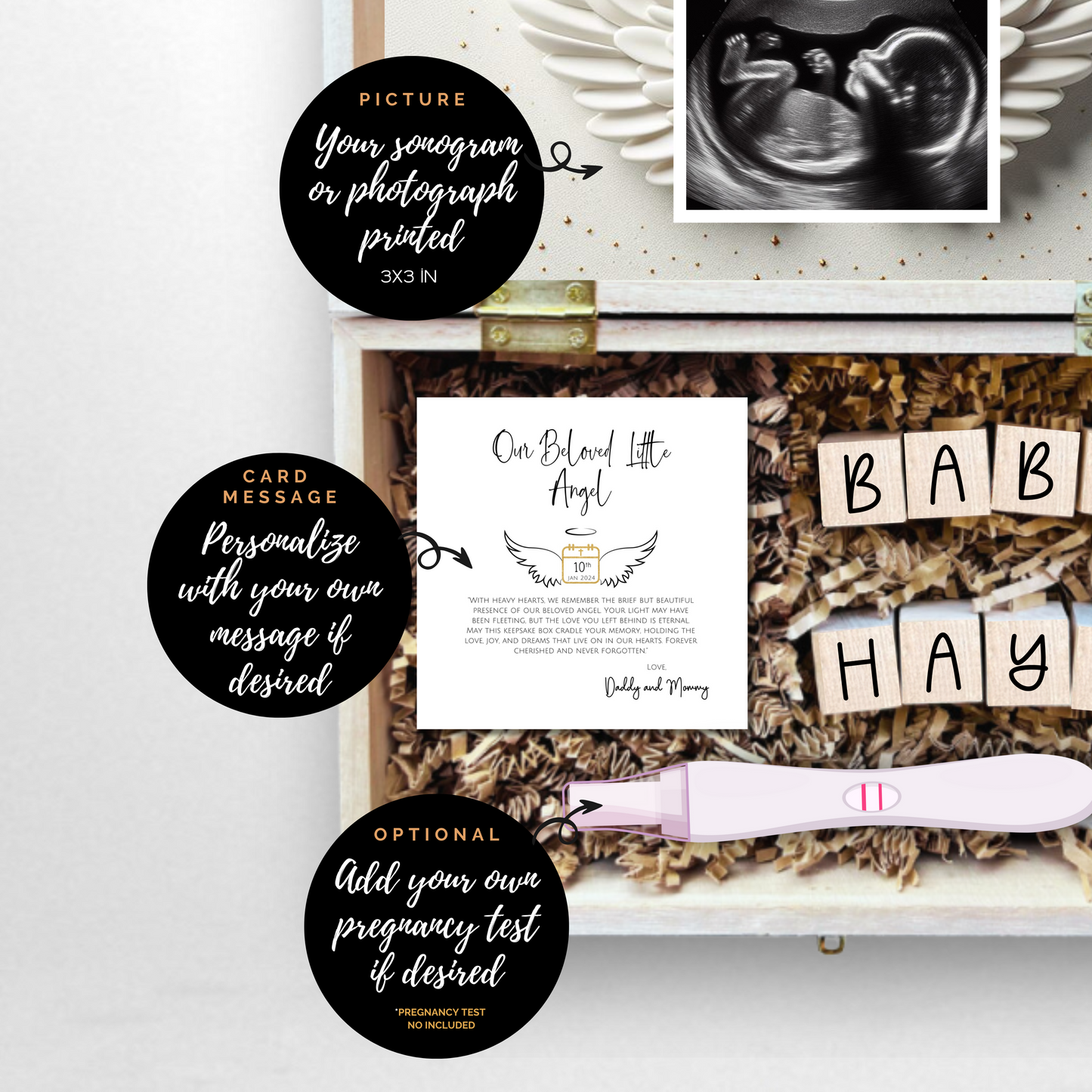 Pregnancy Loss Baby Memorial Engraved Wooden Gift Box